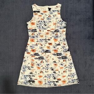 Ann Taylor Size 12 Floral A-Line Dress with Stripes